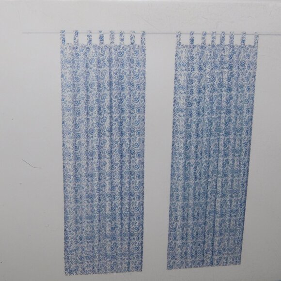 IKEA Mjolkort Tab Top Floral Curtain Panels 57 x 98 Blue/White NEW in Package - Picture 4 of 6